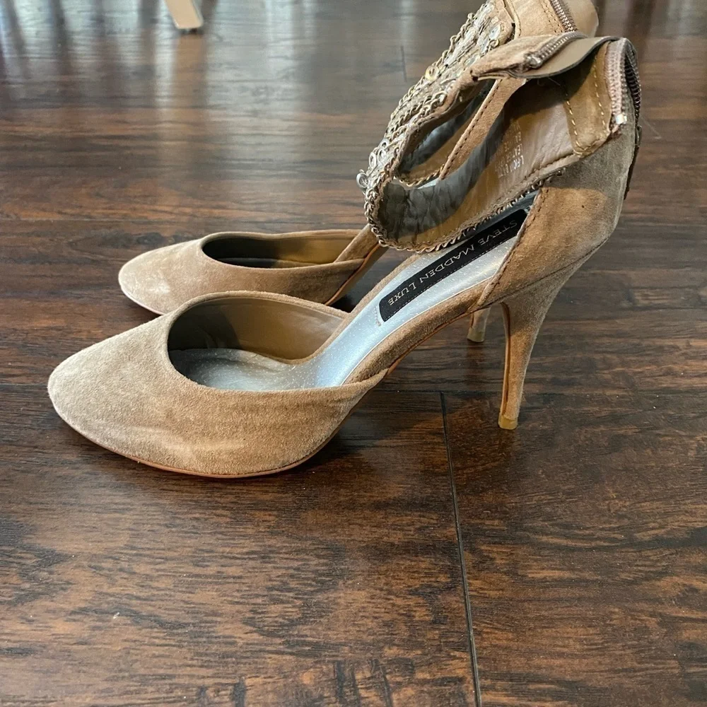 Steve Madden, Steve Madden Luxe Fiona, Tan Suede Heels, Size 8.5